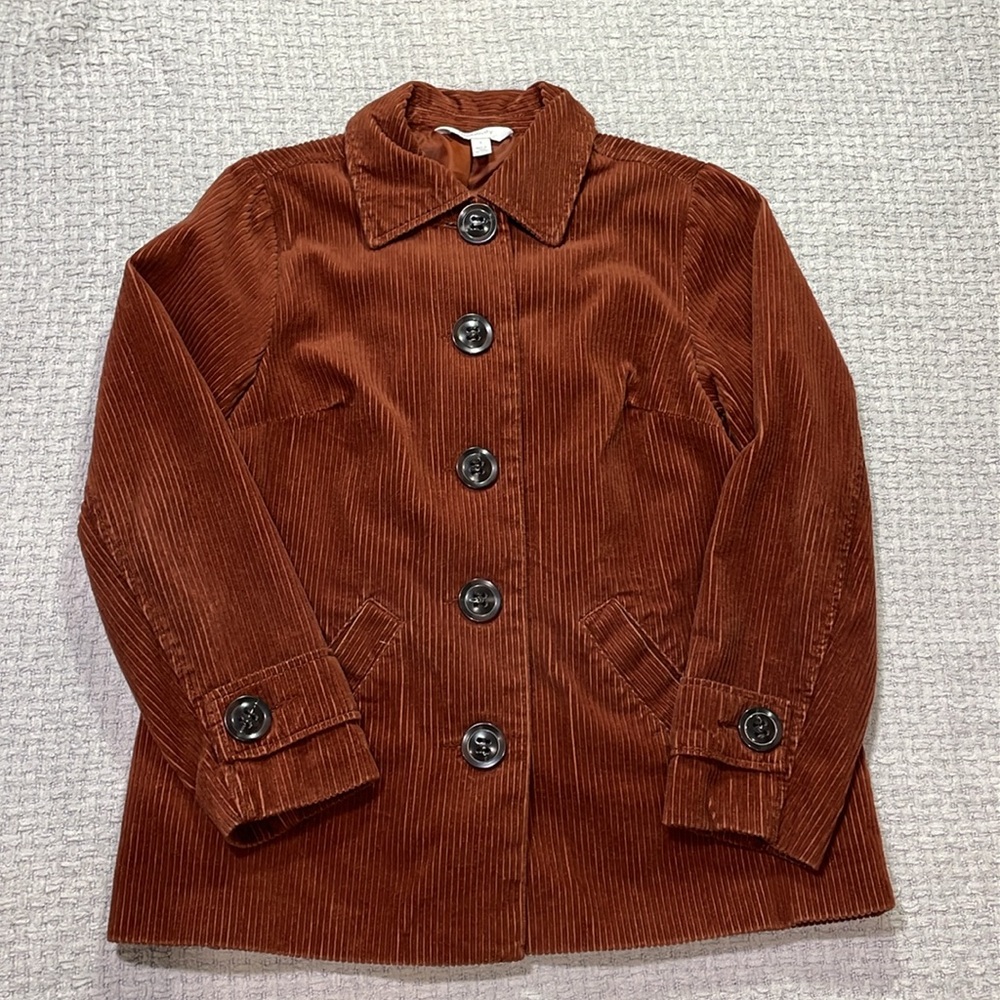 Rust/Brown Corduroy Large Button Swing Jacket Size Small - Picture 7 of 16
